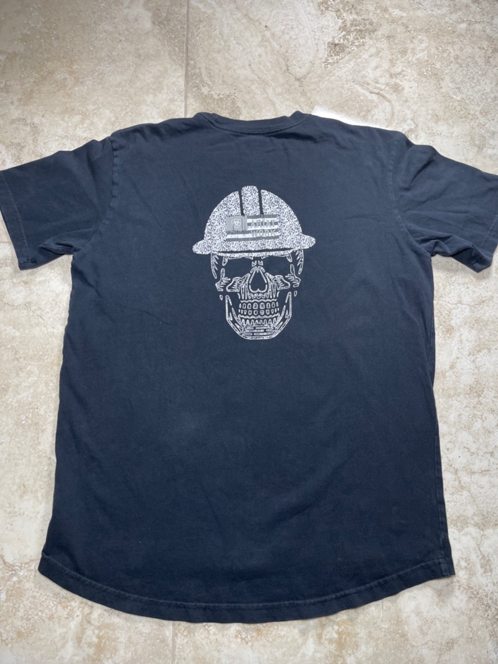Ariat Black Short-Sleeve Tee with White Skull & Helmet Graphic